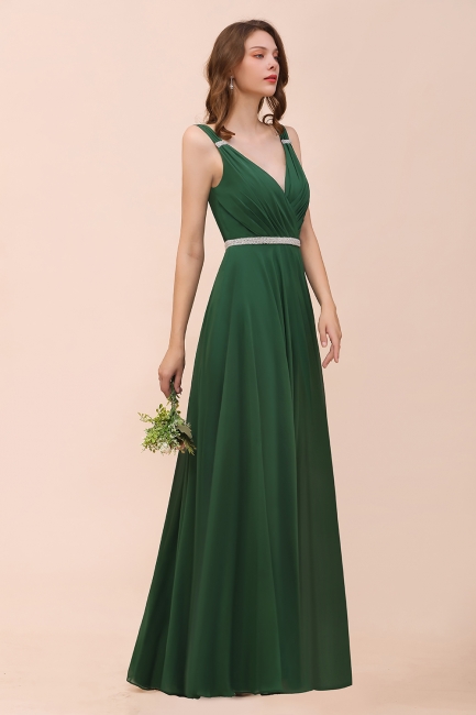 Grüne Brautjungfernkleider Günstig | Chiffon Kleider Abendmoden Lang