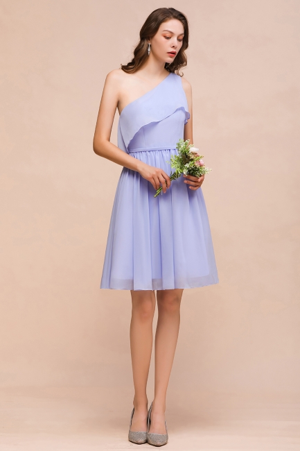 Lavender Brautjungfernkleider Kurz | Chiffon Kleider Günstig