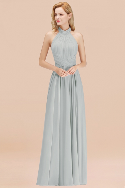 Modern Rosa Long Chiffon Brautjungfernkleider Etuikleid Kleider für Brautjunfern