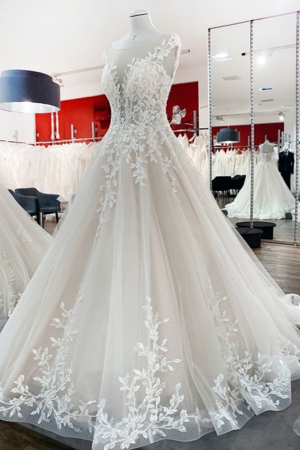 Schöne Brautkleider A Linie | Hochzeitskleider mit Spitze