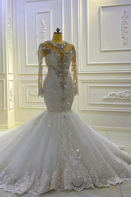 Luxus Brautkleider Mit Ärmel | Hochzeitskleider Meerjungfrau Spitze