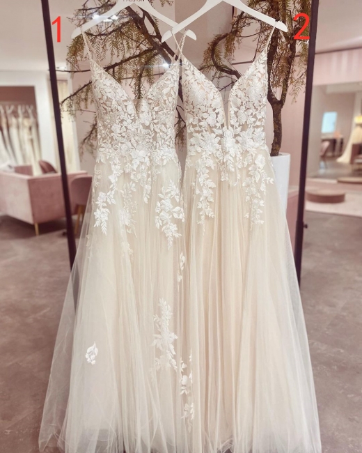 Schlichtes Hochzeitskleid | Brautkleider A Linie Spitze