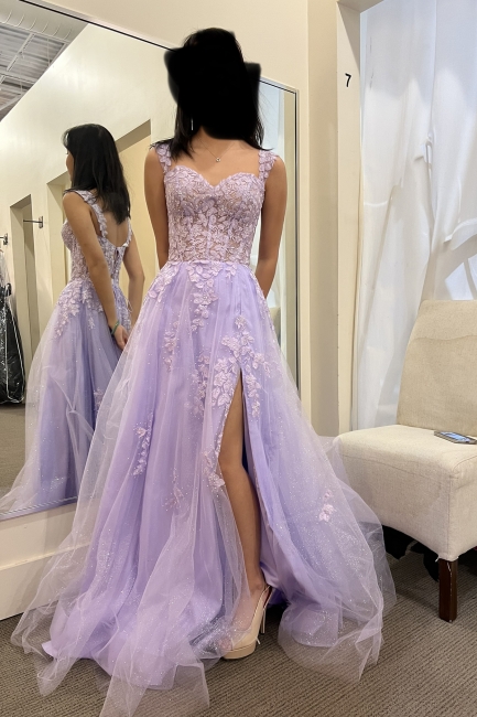 Lilac Abendkleider Lang Mit Spitze | Abiballkleider Online