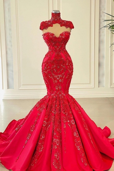 Rotes Abendkleid Spitze | Designer Abiballkleider Lang Günstig