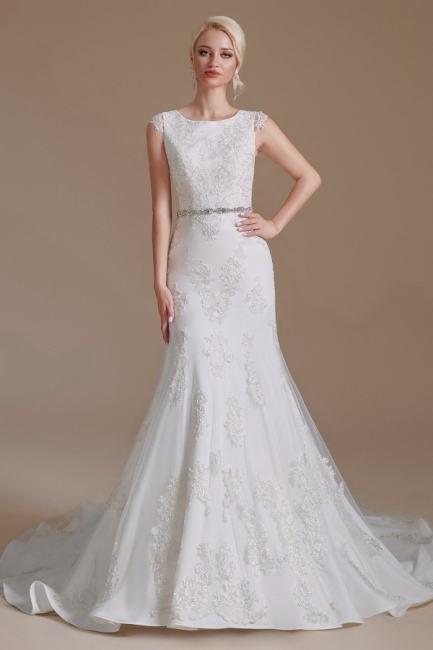 Elegante Brautkleider Lang Meerjungfrau | Hochzeitskleid mit Spitze online
