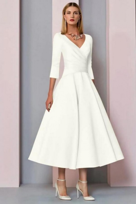 Schlichte Brautkleider mit Ärmel | Hochzeitskleid Kurz