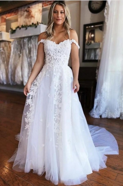Schlichtes Hochzeitskleid | Brautkleider A Linie Spitze