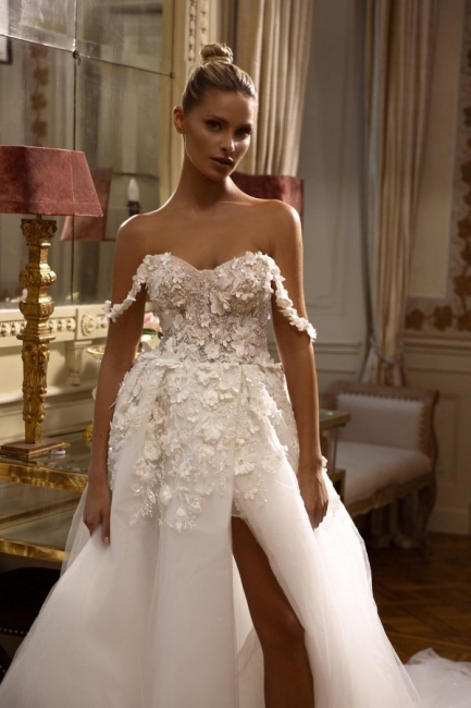 Designer Hochzeitskleider A Linie | Brautkleider mit Spitze