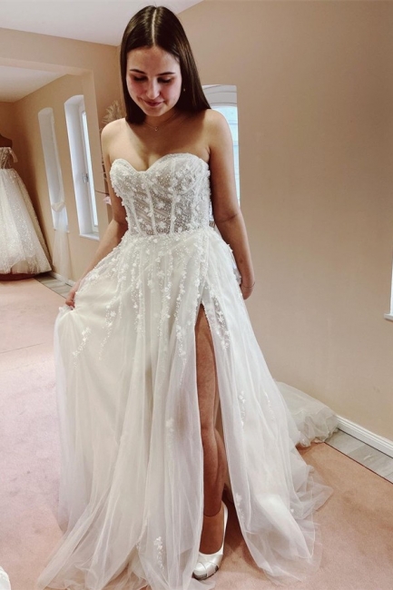 Sexy Brautkleider A Linie | Hochzeitskleider mit Spitze