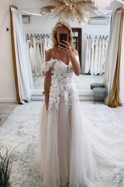 Boho Hochzeitskleider A Linie Spitze | Brautkleider Online Kaufen