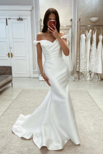 Schöne Brautkleider Satin Schlicht | Hochzeitskleider Meerjungfrau Stil