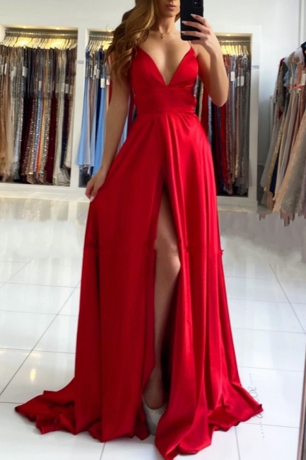 Schlichte Abendkleider Lang Rot | Abiballkleider Günstig Online