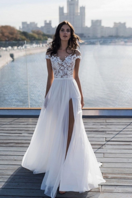 Elegante Weiße Hochzeitskleider Kurz Mit Spitze A Line Brautkleider Günstig Online