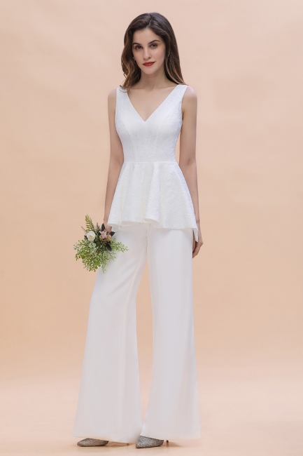 Jumpsuit Brautjungfernkleider Weiß | Kleider für Brautjungfern