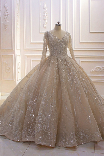 Extravagante Brautkleider Prinzessin | Hochzeitskleider mit Ärmel