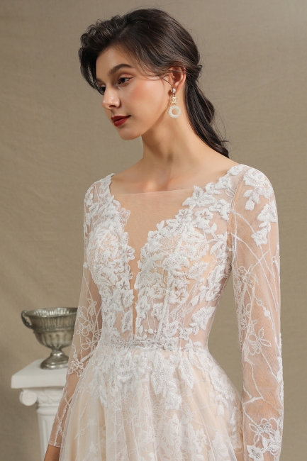Fashion Brautkleider mit  Ärmel | A Linie Hochzeitskleid Standesamt