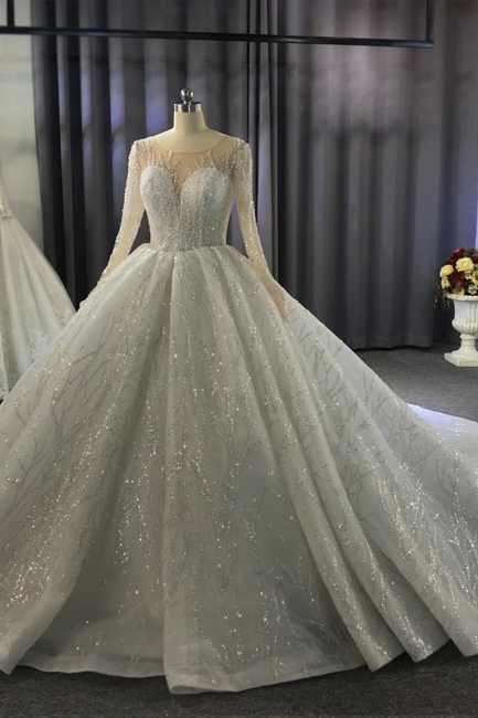 Designer Hochzeitskleider Prinzessin | Hochzeitskleid Lange Ärmel
