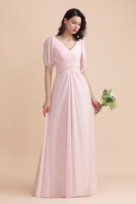 Brautjungfernkleider Rosa | Hochzeitspartykleider mit Ärmel