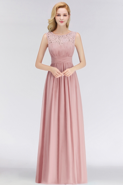 Elegant Altrosa Brautjungfernkleider Chiffon Lang Pink Kleider Brautjungfern