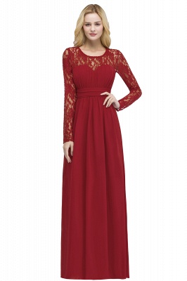 Elegante Abendkleider Lang Rot | Abiballkleider mit Ärmel_1