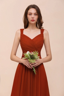 Brautjungfernkleider Lang Rot | Chiffon Kleider Hochzeitspartykleider_3