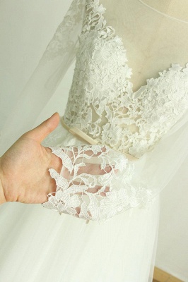 Hochzeitskleid mit Ärmel | Brautkleid A Linie mit Spitze_5