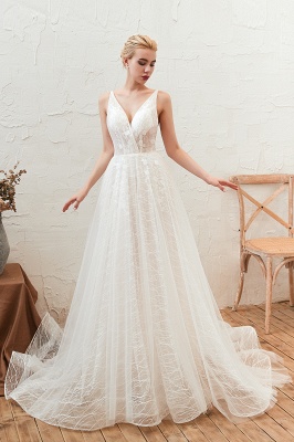 Boho Hochzeitskleid A Linie | Schlichte Brautkleider Günstig Online_1