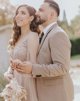 Schlichte Hochzeitskleider Mit Ärmel | Brautkleider mit Spitze_2