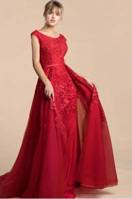 Elegante Abendkleider Lang Rot | Abiballkleider Spitze_1