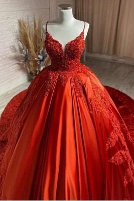 Rote Brautkleider Prinzessin | Hochzeitskleider mit Spitze_1