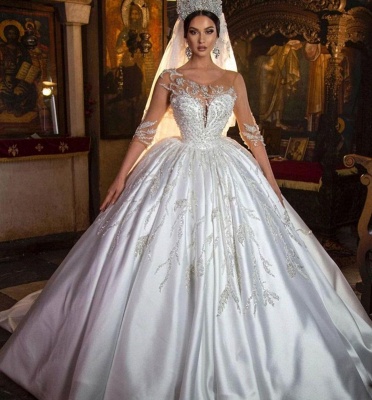 Prinzessin Hochzeitskleider mit Spitze | Brautkleider mit Ärmel_2