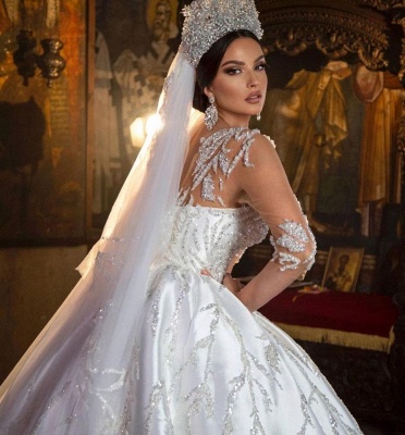Prinzessin Hochzeitskleider mit Spitze | Brautkleider mit Ärmel_4