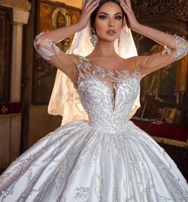 Prinzessin Hochzeitskleider mit Spitze | Brautkleider mit Ärmel_6