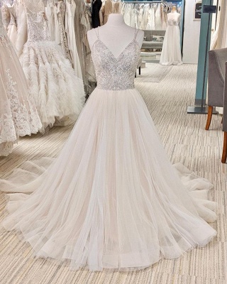 Luxus Brautkleider A Linie | Hochzeitskleider mit Glitzer_2