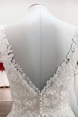 Designer Hochzeitskleider V Ausschnitt | Brautkleider A Linie Spitze_6