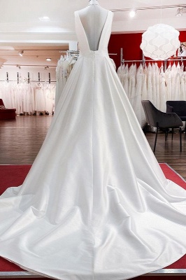 Schlichtes Hochzeitskleid A Linie | Satin Brautmoden Brautkleid_2