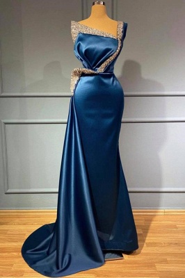 Elegante Abendkleider Lang Blau | Abiballkleider mit Glitzer_1