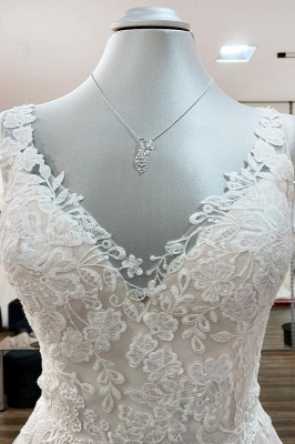 Schlichte Brautkleider A Linie | Hochzeitskleider mit Spitze_3