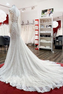 Brautkleider Meerjungfrau Stil | Hochzeitskleider Spitze Mit Ärmel_3