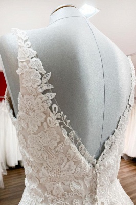 Schlichte Brautkleider A Linie | Hochzeitskleider mit Spitze_6