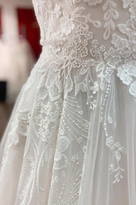 Designer Hochzeitskleider V Ausschnitt | Brautkleider A Linie Spitze_5