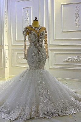 Luxus Brautkleider Mit Ärmel | Hochzeitskleider Meerjungfrau Spitze_1