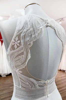 Schlichtes Hochzeitskleid mit Spitze | Etuikleider Brautkleider Online_5
