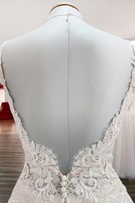 Designer Hochzeitskleider A Linie Spitze | Schlichtes Hochzeitskleid_5