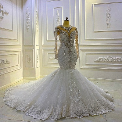 Luxus Brautkleider Mit Ärmel | Hochzeitskleider Meerjungfrau Spitze_2