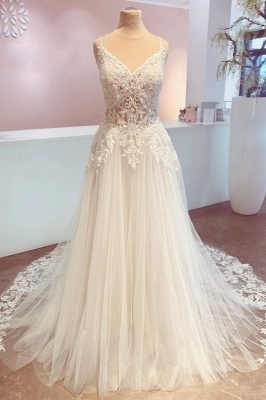 Elegante Brautkleider A Linie | Hochzeitskleider mit Spitze_1