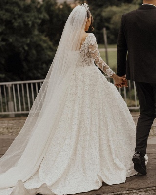 Luxus Hochzeitskleider Mit Ärmel | Brautkleider A Linie Spitze_2