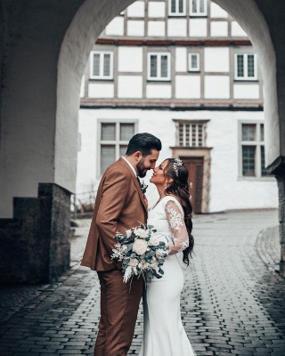 Schlichtes Brautkleid Spitze | Hochzeitskleider Mit Ärmel_4