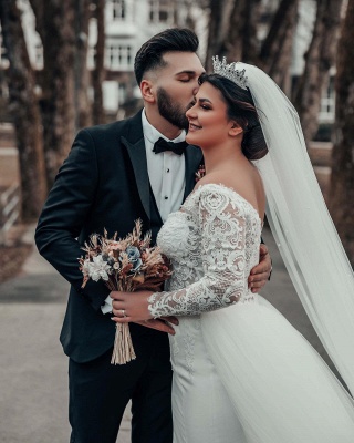 Designer Brautkleider mit Spitze | Hochzeitskleider Lang Ärmel_3