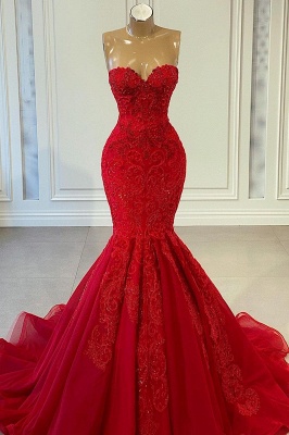 Luxus Rote Abiballkleider mit Spitze | Abendkleider Lang Günstig_1